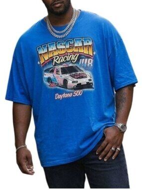 NASCAR Mens Plus Size XXXL T-Shirt Graphic Daytona 500 Racing Vintage Style Blue